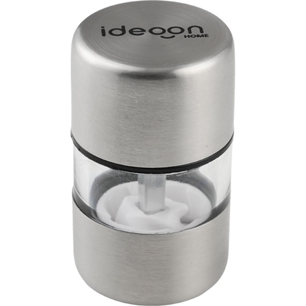 4er-Set Mini Salz- Pfeffermühle Set aus Edelstahl mit Keramikmahlwerk - Gewürzmühle für Salz Pfeffer Kräuter - Acrylglas Sichtfenster - Silber