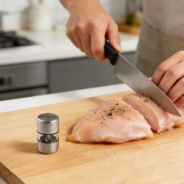 4er-Set Mini Salz- Pfeffermühle Set aus Edelstahl mit Keramikmahlwerk - Gewürzmühle für Salz Pfeffer Kräuter - Acrylglas Sichtfenster - Silber