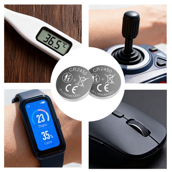 5er-Set Knopfzellen CR2450 - Leistungsstarke 3V Lithium Batterien mit 600mAh - Hohe Kapazität und lange Laufzeit - Ideal für Haushalt & Technik