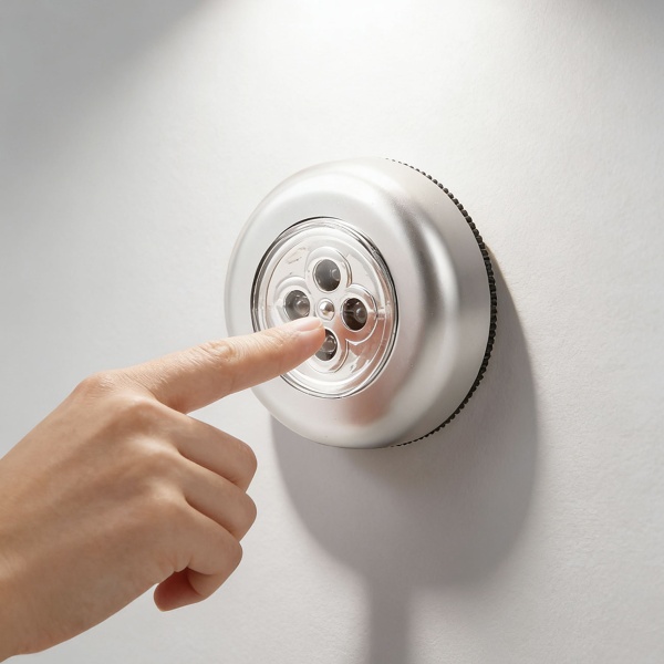 Helle LED-Unterbauleuchten 6er-Set mit Touch-Control, batteriebetriebene Schrankleuchten, selbstklebend - kabellose Push-Lights für Schränke