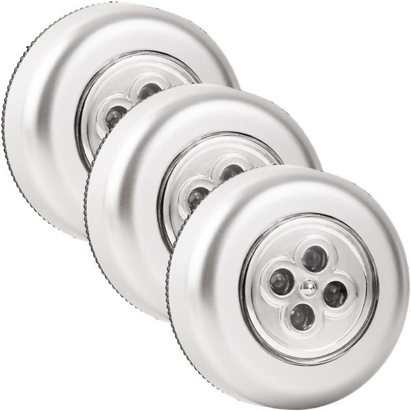 Helle LED-Unterbauleuchten 6er-Set mit Touch-Control, batteriebetriebene Schrankleuchten, selbstklebend - kabellose Push-Lights für Schränke