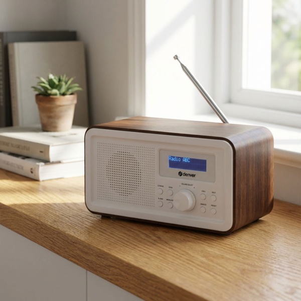 DAB+ & PLL FM-Radio Dunkle Holzoptik, Wecker mit Senderspeicher: Perfekt für Wohn- & Schlafzimmer oder Küche - kristallklarer Empfang, Teleskopantenne