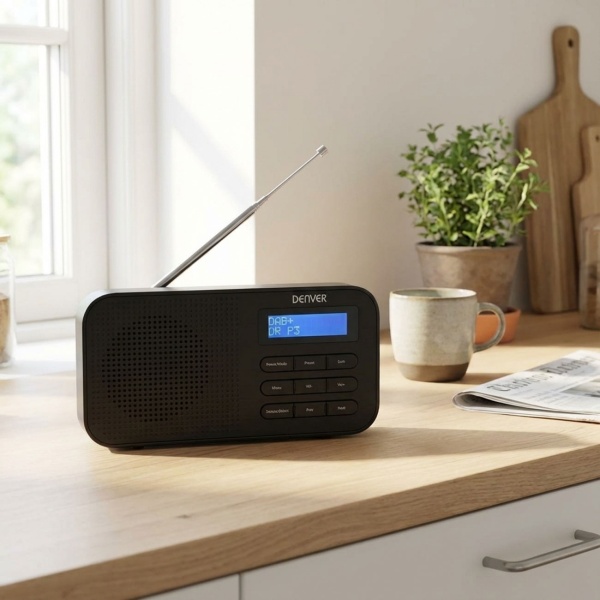 Kompaktes DAB+/FM Digitalradio, Schwarz: Wecker, Kristallklarer Sound, Tragbar & Kompakt - Perfekt für Küche, Wohnzimmer & Schlafzimmer 