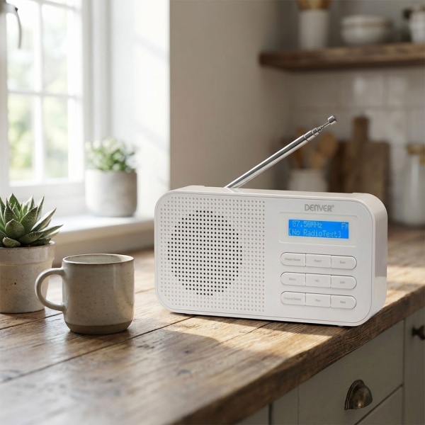 Kompaktes DAB+/FM Digitalradio, Weiss: Wecker, Kristallklarer Sound, Tragbar & Kompakt - Perfekt für Küche, Wohnzimmer & Schlafzimmer 
