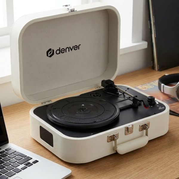 Kofferplattenspieler mit PC-Aufnahmesoftware Weiss: Plattenspieler & Schallplatten-Digitalisierung, RCA, AUX, USB - das perfekte Vinyl Erlebnis