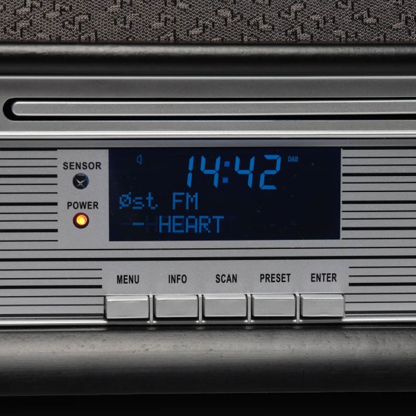 Edles Retro Musikcenter – DAB+ UKW Radio, Plattenspieler, Kassettendeck, CD, USB-Recorder & AUX - Nostalgische HiFi-Anlage mit sattem Sound