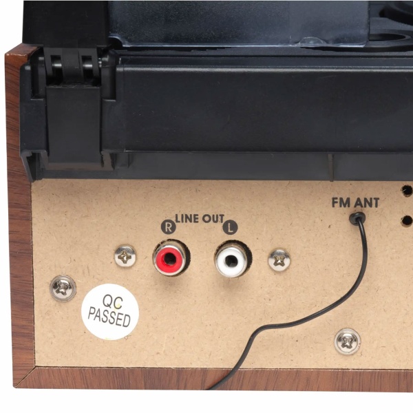 Retro Plattenspieler in Holz-Optik mit FM-Radio & eingebauten Lautsprechern - Vintage Schallplattenspieler & edles Musik-System für erstklassigen Sound