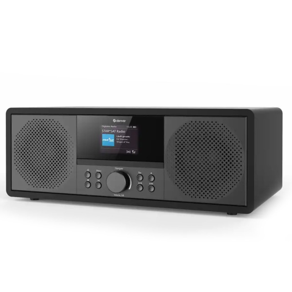 DAB+/FM Musiksystem mit Internetradio, CD-Player, Bluetooth, WLAN, 2x10W RMS: Perfekt für Büro, Schlaf- & Wohnzimmer - elegantes Design, Schwarz