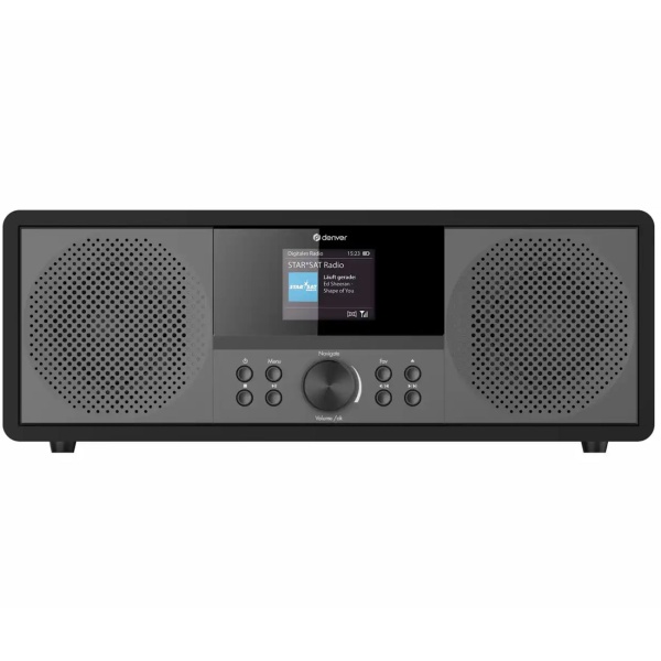 DAB+/FM Musiksystem mit Internetradio, CD-Player, Bluetooth, WLAN, 2x10W RMS: Perfekt für Büro, Schlaf- & Wohnzimmer - elegantes Design, Schwarz