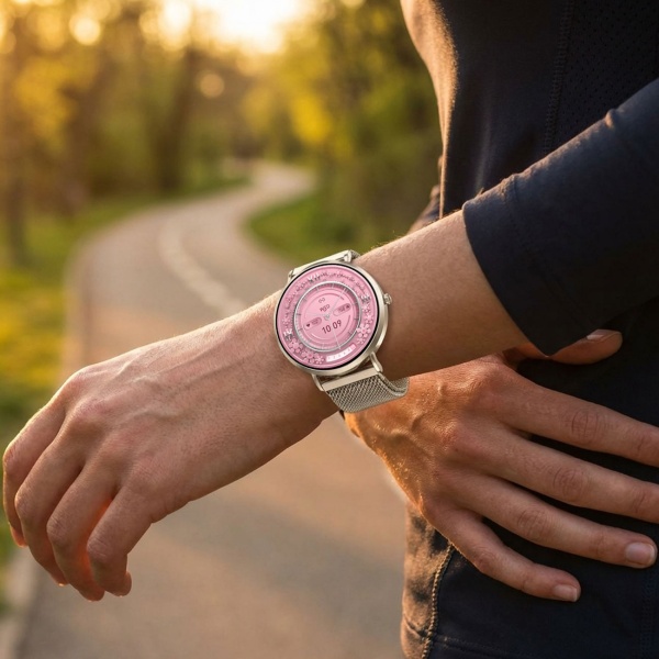 Bluetooth Smartwatch Silber, 1.32" Amoled Display: IP68 Wasserfest, Blutdruck/Pulsmesser/SpO₂/Stress Sensor - Perfekt für Sport, Anrufe & Fitness