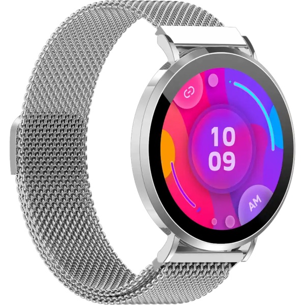 Bluetooth Smartwatch Silber, 1.32" Amoled Display: IP68 Wasserfest, Blutdruck/Pulsmesser/SpO₂/Stress Sensor - Perfekt für Sport, Anrufe & Fitness