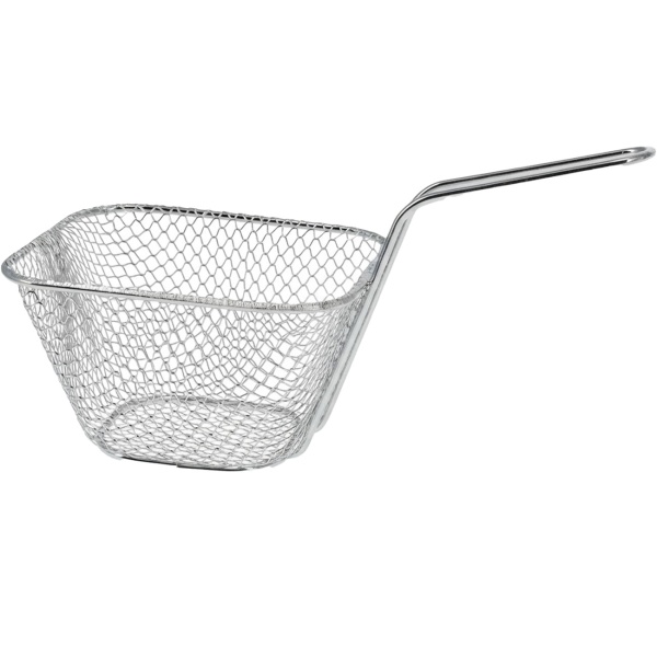 Eleganter Mini Servierkorb verchromt - kleiner Pommeskorb- Robuster Gitterkorb mit Griff für Snack-Präsentationen