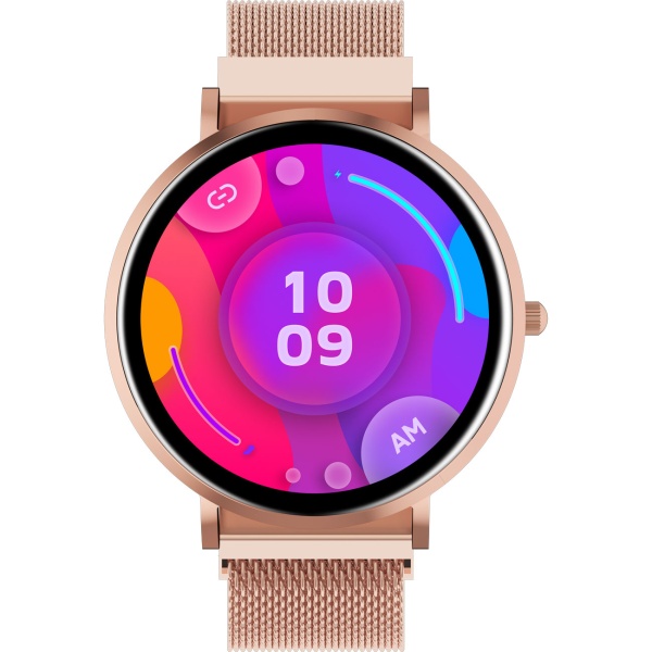 Bluetooth Smartwatch Roségold, 1.32" Amoled Display: IP68 Wasserfest, Blutdruck/Pulsmesser/SpO₂/Stress Sensor - Perfekt für Sport, Anrufe & Fitness