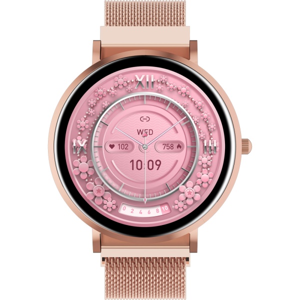 Bluetooth Smartwatch Roségold, 1.32" Amoled Display: IP68 Wasserfest, Blutdruck/Pulsmesser/SpO₂/Stress Sensor - Perfekt für Sport, Anrufe & Fitness