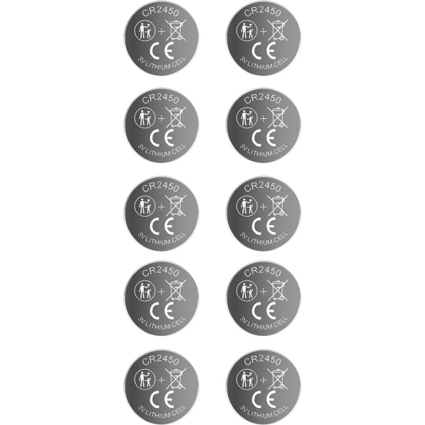 10er-Set Knopfzellen CR2450 - Leistungsstarke 3V Lithium Batterien mit 600mAh - Hohe Kapazität und lange Laufzeit - Ideal für Haushalt & Technik