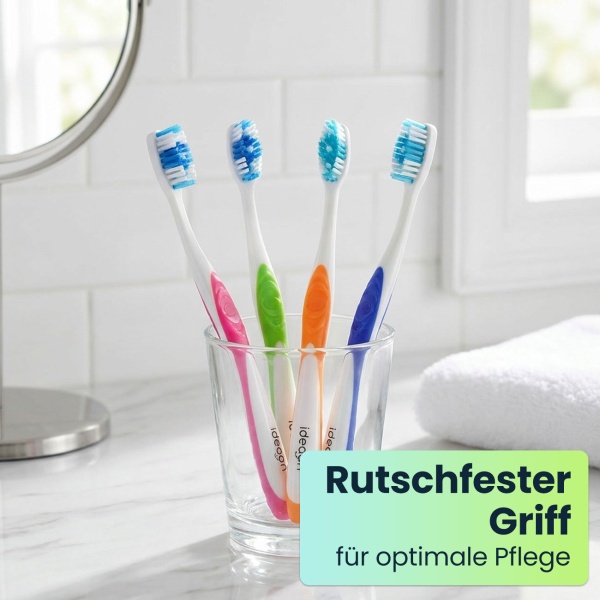 Zahnbürsten 24er-Pack mit Zungenreiniger – Ultra-Soft Handzahnbürsten Set in 4 Farben für die Familie – Rutschfester Griff für optimale Pflege