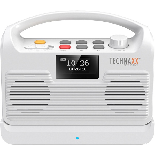 Kabelloser TV Lautsprecher: Mobile Hörhilfe für Fernseher - Basisstation, Bluetooth, LCD, Radio, SOS & Optischer Anschluss - Perfekt für Senioren