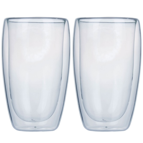 2er-Set Doppelwandiges Kaffee-Glas, je 450 ml, Schwebeeffekt, hitzebeständiges Barista Glas, Cappuccino, Latte-Macchiato, Tee