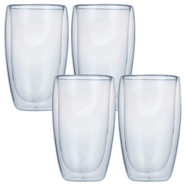 4er-Set Doppelwandiges Kaffee-Glas, je 450 ml, Schwebeeffekt, hitzebeständiges Barista Glas, Cappuccino, Latte-Macchiato, Tee