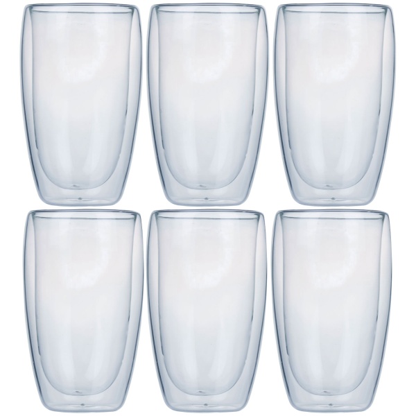 6er-Set Doppelwandiges Kaffee-Glas, je 450 ml, Schwebeeffekt, hitzebeständiges Barista Glas, Cappuccino, Latte-Macchiato, Tee