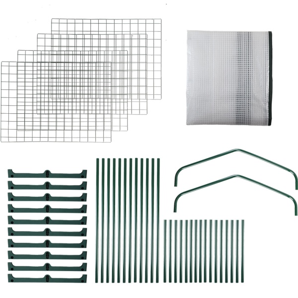 Folien-Gewächshaus 49x69x160 cm mit 4 Ebenen, stabiles Pflanzenanzuchthaus mit PE-Gitterfolie 120gsm, Rolltür, Stahlgestell & Stecksystem für Balkon und Garten