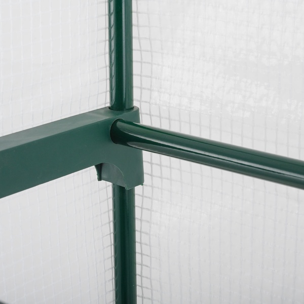 Folien-Gewächshaus 49x69x160 cm mit 4 Ebenen, stabiles Pflanzenanzuchthaus mit PE-Gitterfolie 120gsm, Rolltür, Stahlgestell & Stecksystem für Balkon und Garten