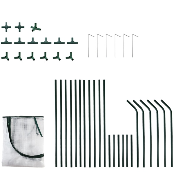 Folien-Gewächshaus 120x60x60 cm, Tomatenhaus mit A-Dach, 16mm verzinkter Stahl, 140g/m² PE-Folie, UV-Schutz & 2 Fenster mit Reissverschluss