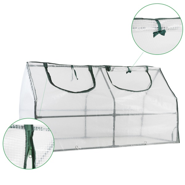 Folien-Gewächshaus 120x60x60 cm, Tomatenhaus mit A-Dach, 16mm verzinkter Stahl, 140g/m² PE-Folie, UV-Schutz & 2 Fenster mit Reissverschluss
