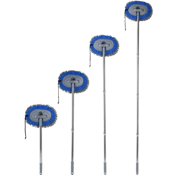 Multifunktions-KFZ Wischmopp mit 160cm Teleskopstange, 180 Grad Gelenk & 2 Chenille Mikrofaser Aufsätzen für PKW, LKW, Wohnmobil & Wohnwagen