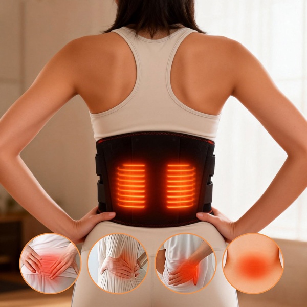 Beheizbarer Rücken-Wärmegürtel mit Massage, Akku-Heizgürtel für Lendenbereich, 5 Stufen, 152cm, kabellos, entspannend & wohltuend, USB-C