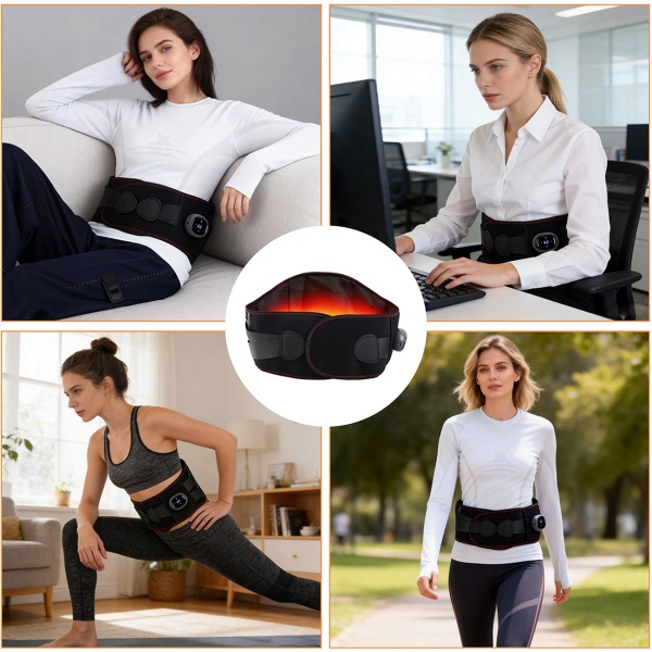 Beheizbarer Rücken-Wärmegürtel mit Massage, Akku-Heizgürtel für Lendenbereich, 5 Stufen, 152cm, kabellos, entspannend & wohltuend, USB-C