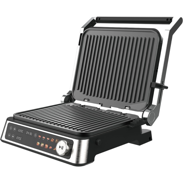 Vielseitiger Kontakt-Grill mit Farbdisplay & 2 Zonen: Leistungsstarker Elektrogrill für Steak, Sandwich, Fisch & Gemüse – Perfekter Tischgrill