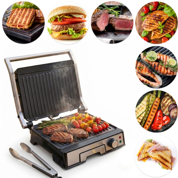 Leistungsstarker Kontaktgrill mit 2000W und Antihaftbeschichtung – Ideal als praktischer Tischgrill für saftige Steaks und Sandwiches