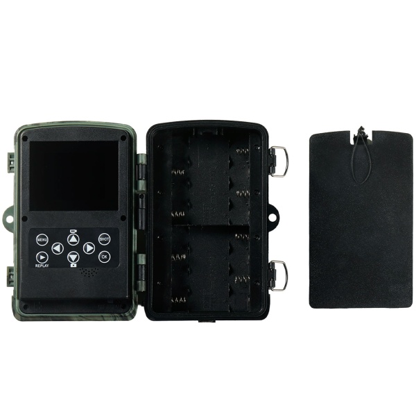 4K-UHD-Wildkamera mit 2 PIR Bewegungsmeldern, Smartphone Live Übertragung, Nachtsicht mit 42 IR LEDs, Farbmonitor, WLAN, Stand-by 8 Monate, IP65
