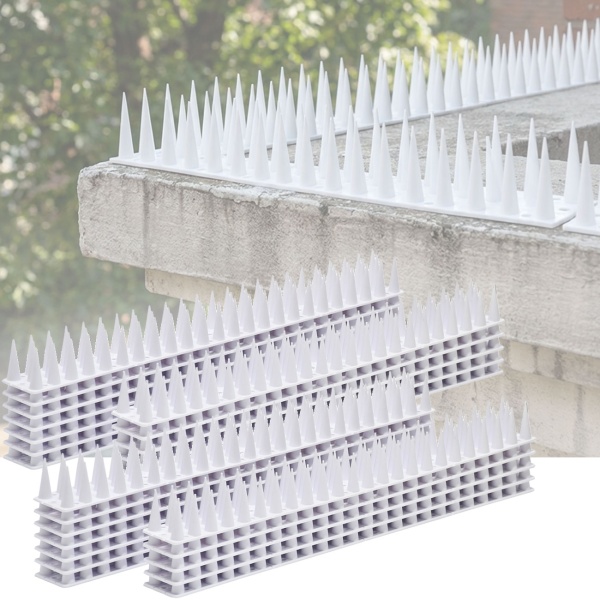 24er Set Taubenspikes Weiss 10,8m - Effektive Vogelabwehr aus Polycarbonat - 3-reihige Abwehrspikes gegen Tauben, Möwen, Marder, Katzen & Eichhörnchen