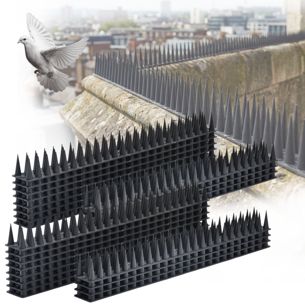 24er Set Taubenspikes Schwarz 10,8m - Effektive Vogelabwehr aus Polycarbonat - 3-reihige Abwehrspikes gegen Tauben, Möwen, Marder, Katzen & Eichhörnchen