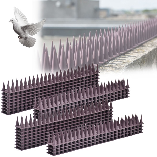 24er Set Taubenspikes Braun 10,8m - Effektive Vogelabwehr aus Polycarbonat - 3-reihige Abwehrspikes gegen Tauben, Möwen, Marder, Katzen & Eichhörnchen