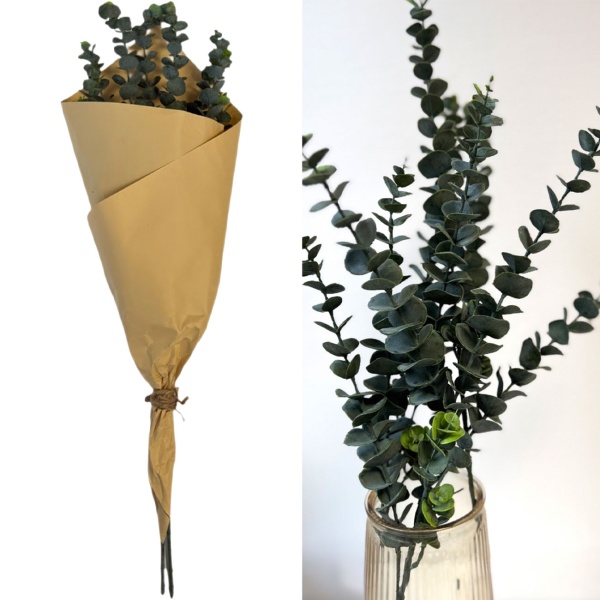 Edle Kunstpflanze Eukalyptuszweige 80cm – Realistische Dekozweige ideal für Vase & Kranz – 3er Bund wie echt & langlebig