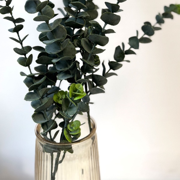 Edle Kunstpflanze Eukalyptuszweige 80cm – Realistische Dekozweige ideal für Vase & Kranz – 3er Bund wie echt & langlebig