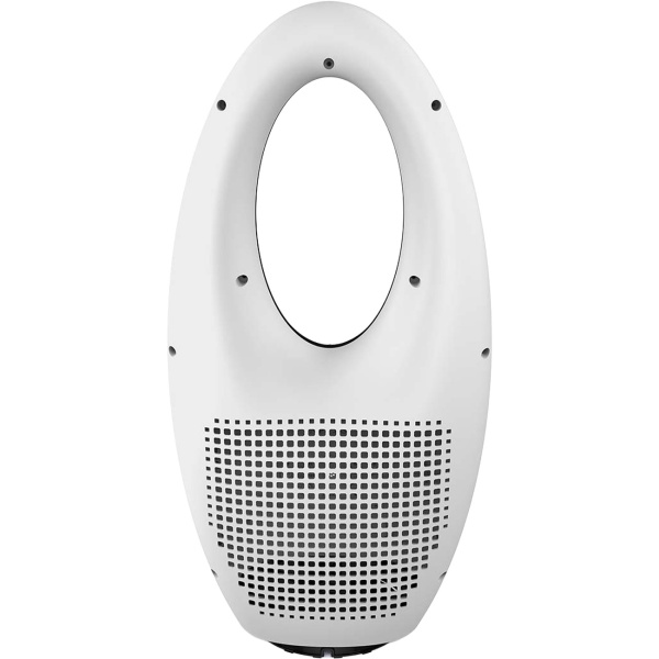 Rotorloser Tischventilator Weiss – Sicherer Turmventilator mit 60° Oszillation, 4-Farben-Licht, Timer & Fernbedienung, 50W Power