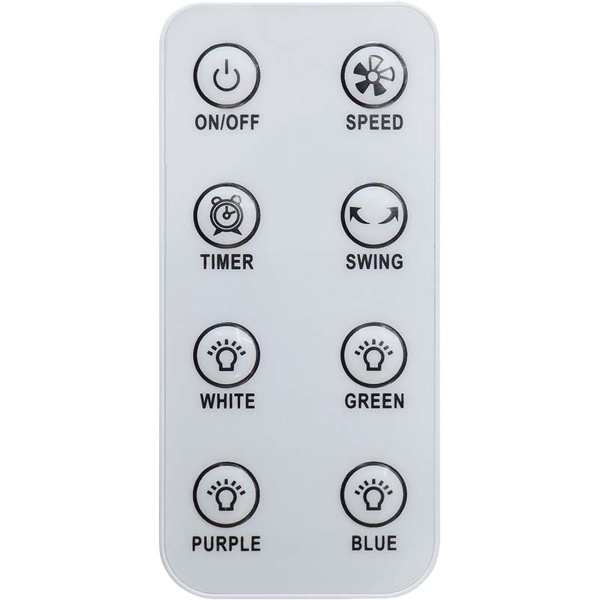 Rotorloser Tischventilator Weiss – Sicherer Turmventilator mit 60° Oszillation, 4-Farben-Licht, Timer & Fernbedienung, 50W Power
