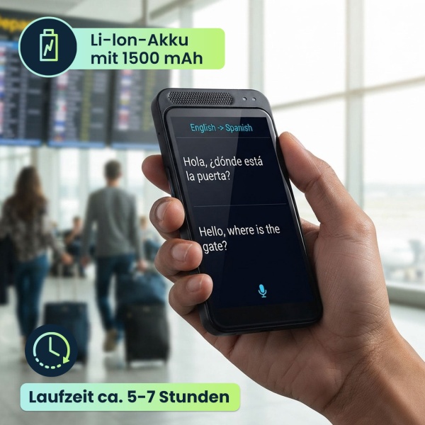 Revolutionärer Echtzeit-Übersetzer: 150 Sprachen, Sofort-Übersetzung, Text- & Sprachfunktion, Währungsrechner, grosses Display, KI-Chatbot