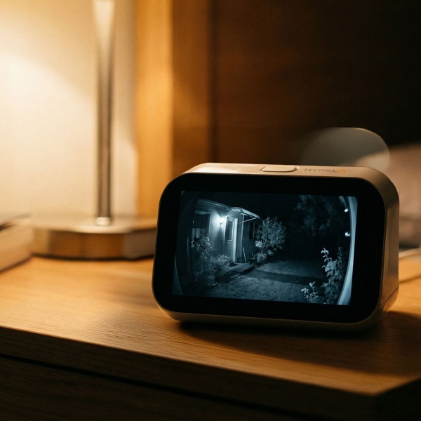 Profi Mini Überwachungskamera-Set: Scharfe 3MP HD Aussen-Kamera mit Touchscreen-Monitor, smarter App, 355° Rotation, 2-Wege Audio & starker Nachtsicht