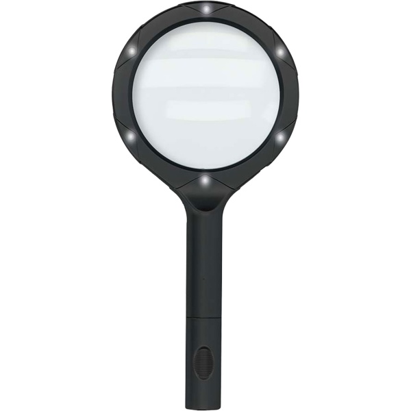 2er-Set LED Leselupe: 2x Vergrösserung, 9cm Glaslinse, Profi Handlupe beleuchtet, ideal für Senioren, Hobby & Basteln - Seh- & Lesehilfe