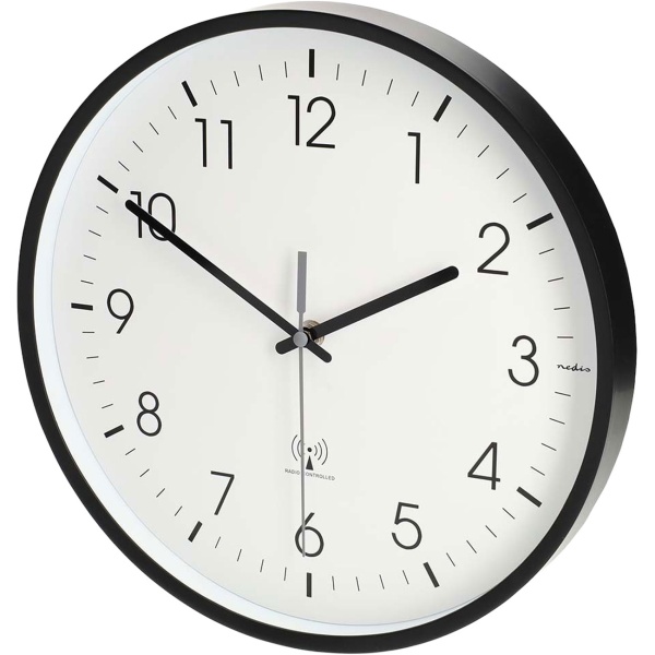 Klassische Funkwanduhr, kein störendes Ticken - Moderne Wanduhr Weiss/Schwarz - Analoge Uhr für Wohnzimmer, Küche & Büro - Grosse 30cm Funk-Uhr