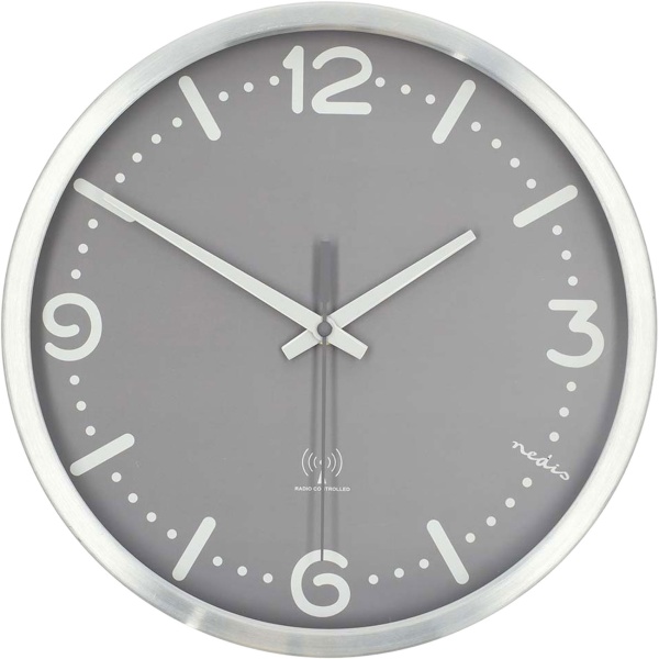 Moderne Funkwanduhr, kein störendes Ticken - Stilvolle Wanduhr Grau - Analoge Uhr für Wohnzimmer, Küche & Büro - Grosse 30cm Funk-Uhr