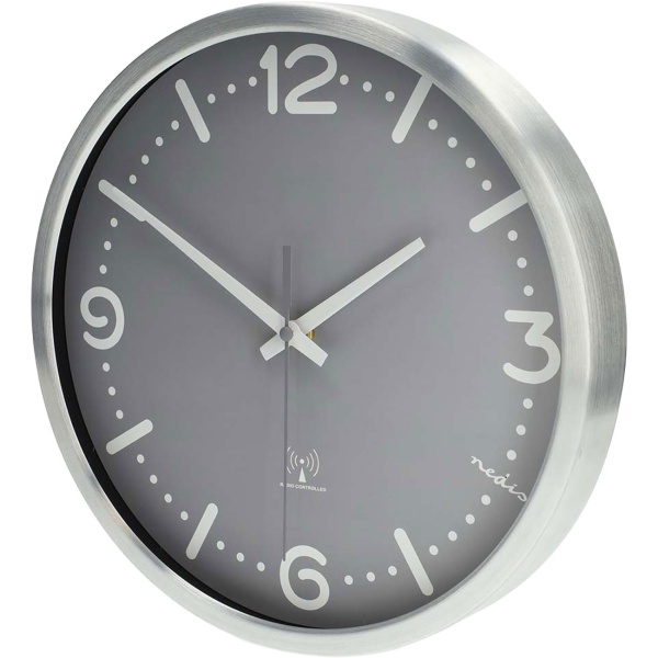 Moderne Funkwanduhr, kein störendes Ticken - Stilvolle Wanduhr Grau - Analoge Uhr für Wohnzimmer, Küche & Büro - Grosse 30cm Funk-Uhr