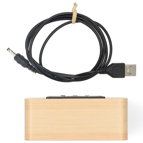 Edler Digital-Wecker Holz-Optik: Kompakter Tischwecker mit LED-Anzeige, Thermometer, USB & Batterie – ideal für Nachttisch, Büro & Reisen