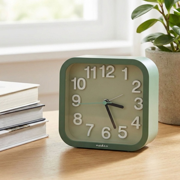 Retro Wecker Analog ohne Ticken - Leise Tischuhr in Grün - Modernes Design Quarzwecker für Nachttisch & Büro - Kompakt & Batteriebetrieben