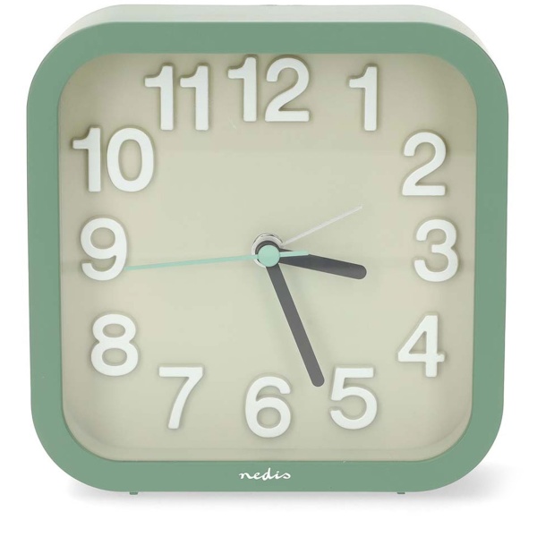 Retro Wecker Analog ohne Ticken - Leise Tischuhr in Grün - Modernes Design Quarzwecker für Nachttisch & Büro - Kompakt & Batteriebetrieben